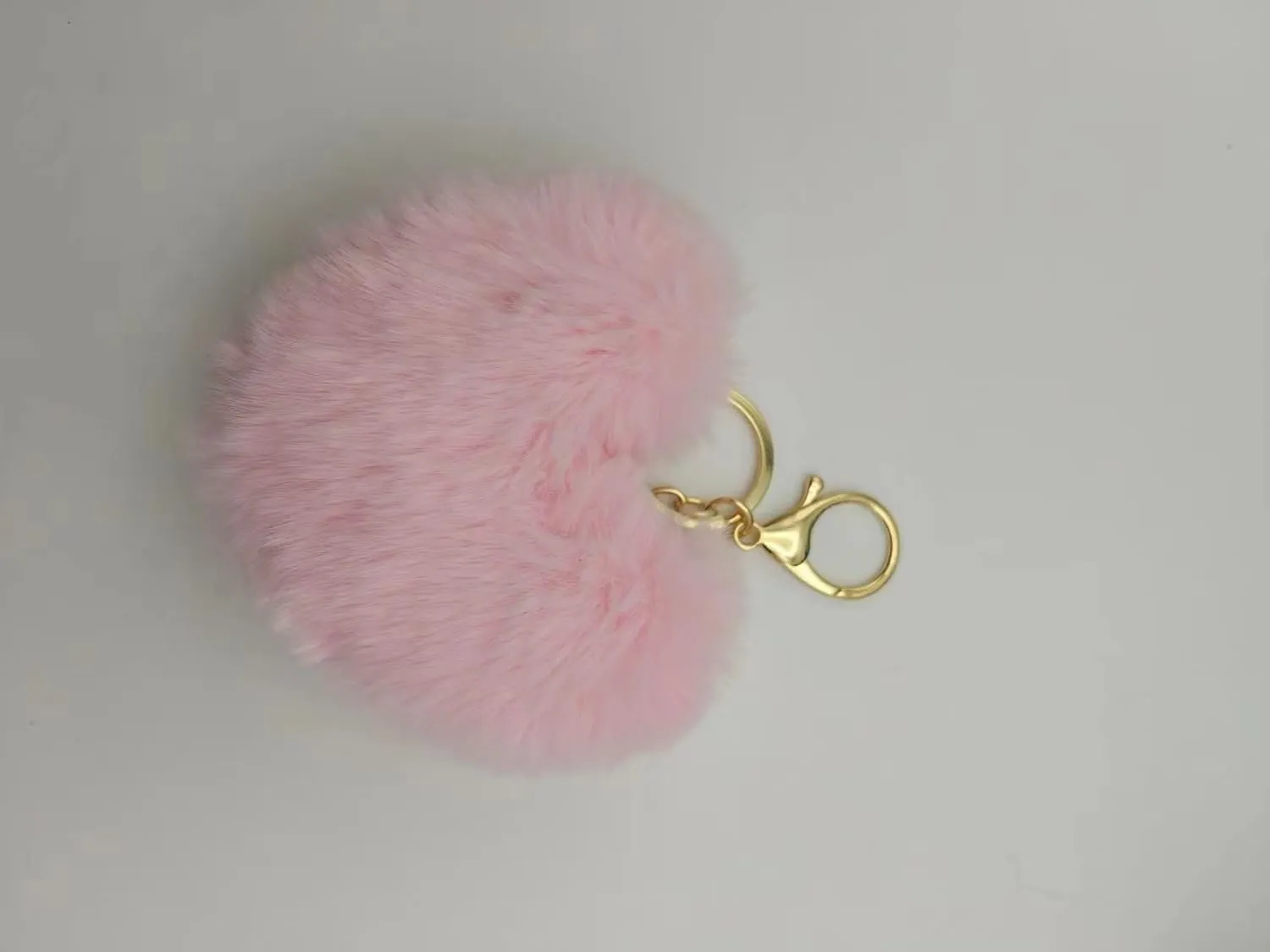 Soft Fluffy Faux Rabbit Fur Pompoms Keyring Car Key Heart Plush Keychain for Women Pendant Accessories