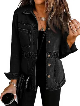Tankaneo Womens Oversized Denim Jacket Distressed Button Down Boyfriend Jean Jackets 2025 Trendy Shacket