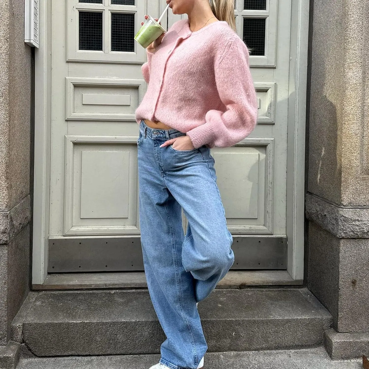 Women Y2k Button up Sweater Casual Lightweight Solid Color Knit Cardigan Cute Long Sleeve Crop Cardigan Fall Knitwear