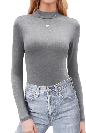 Zeagoo Womens Long Sleeve Shirts Mock Neck Basic Slim Fitted Tops Lightweight Stretch Base Layer T-Shirt